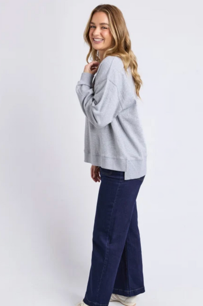 Foxwood Effortless Contrast Crew - Grey