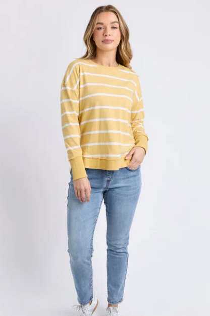 Foxwood Farrah Stripe Long Sleeve - Butter Stripe