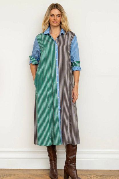 The Luna Shirt Dress - Chocolate Combo