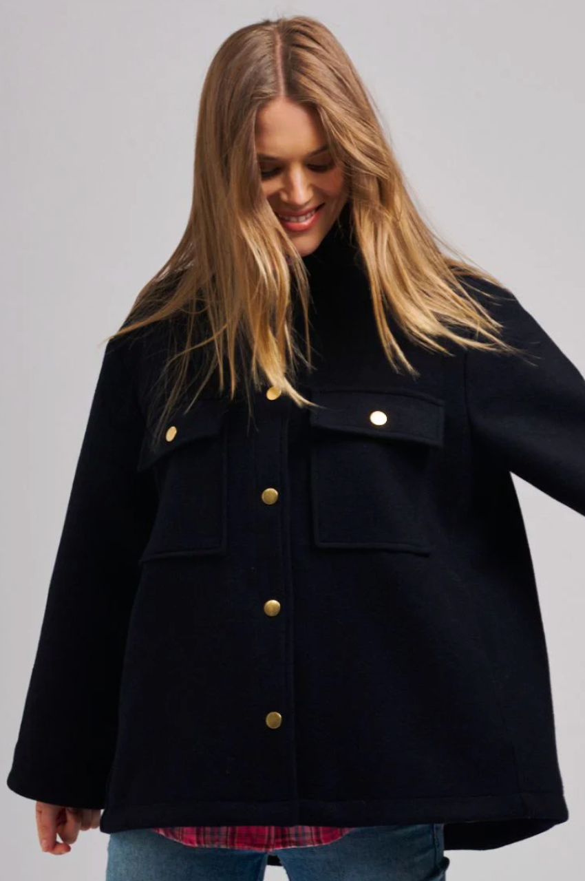 Allegra Relaxed Wool Blend Jacket - French Navy