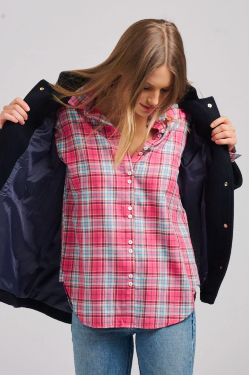 Allegra Relaxed Wool Blend Jacket - French Navy