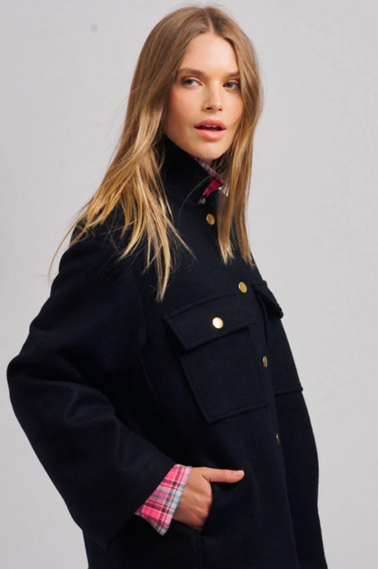 Allegra Relaxed Wool Blend Jacket - French Navy