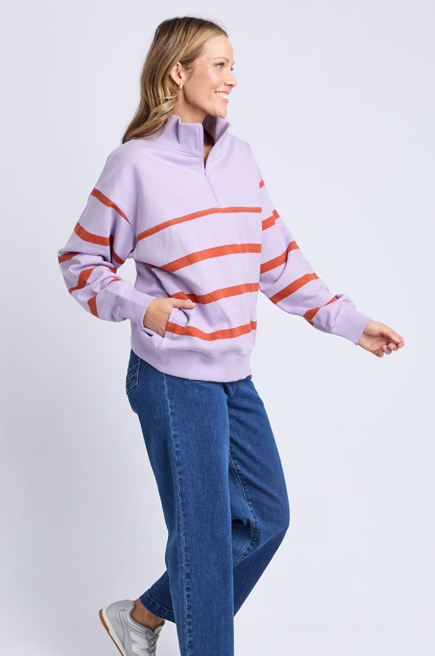 Lane Zip Crew - Lilac/Orange
