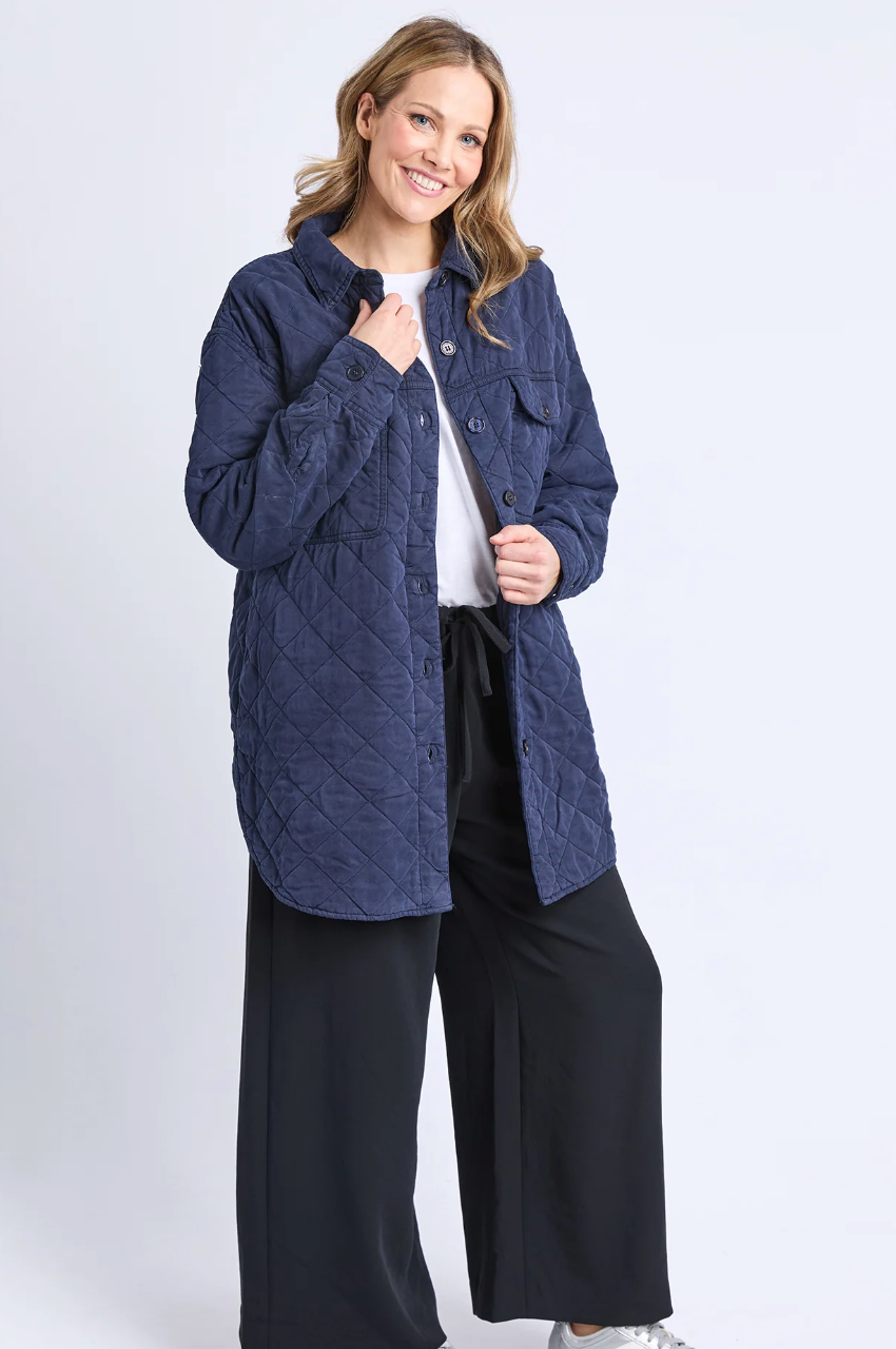 Katie Quilted Shacket - Navy