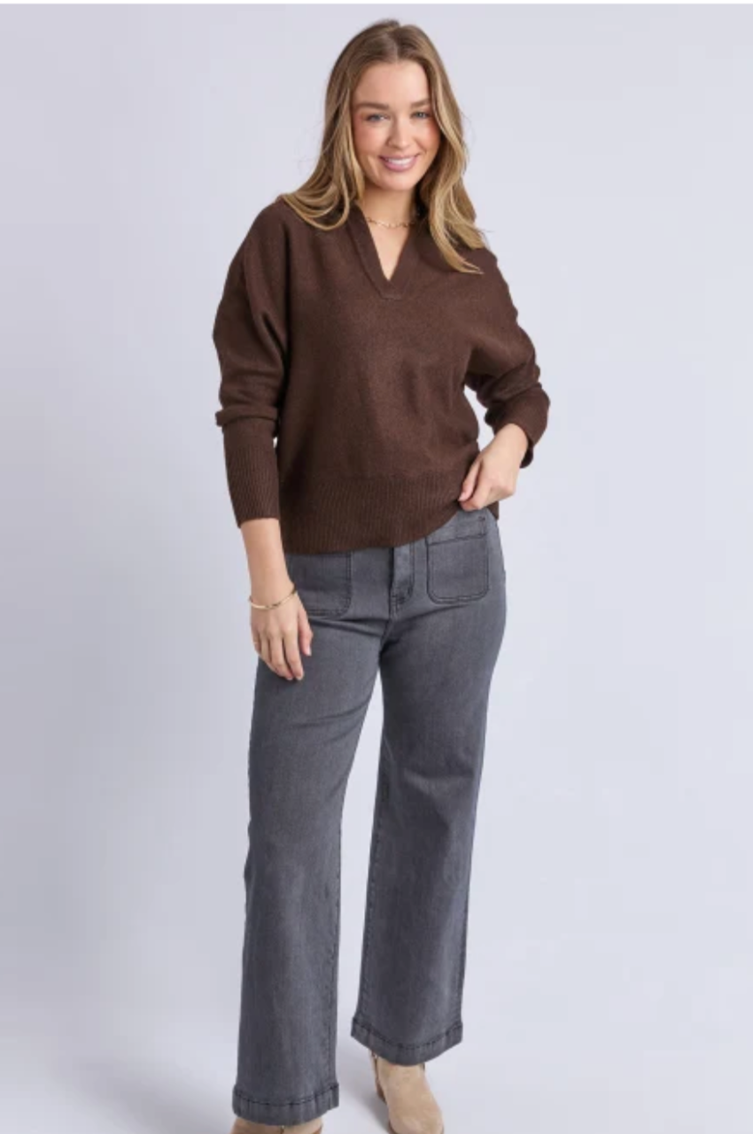 Elea Knit Polo - Coffee