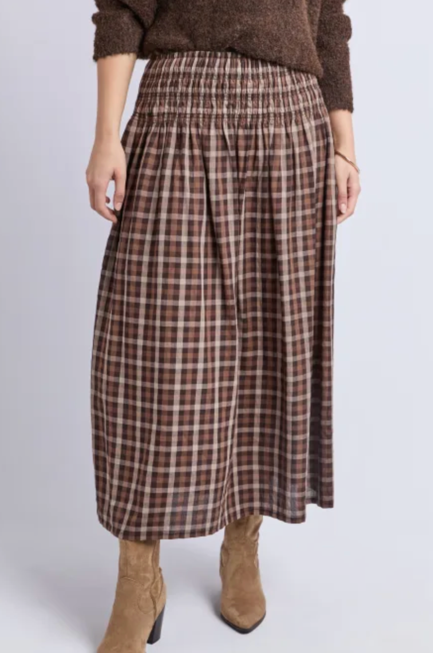 Coco Check Skirt - Coffee Check