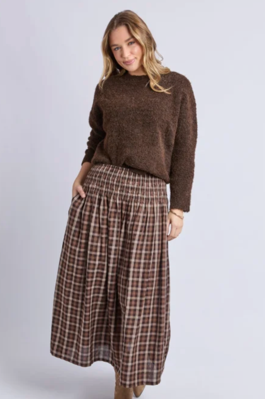 Coco Check Skirt - Coffee Check