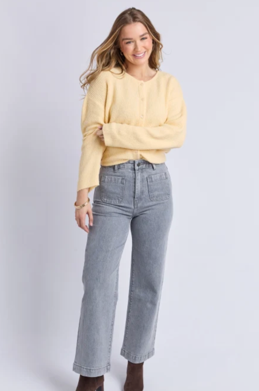 Sarah Wide Leg Jean - Washed Grey