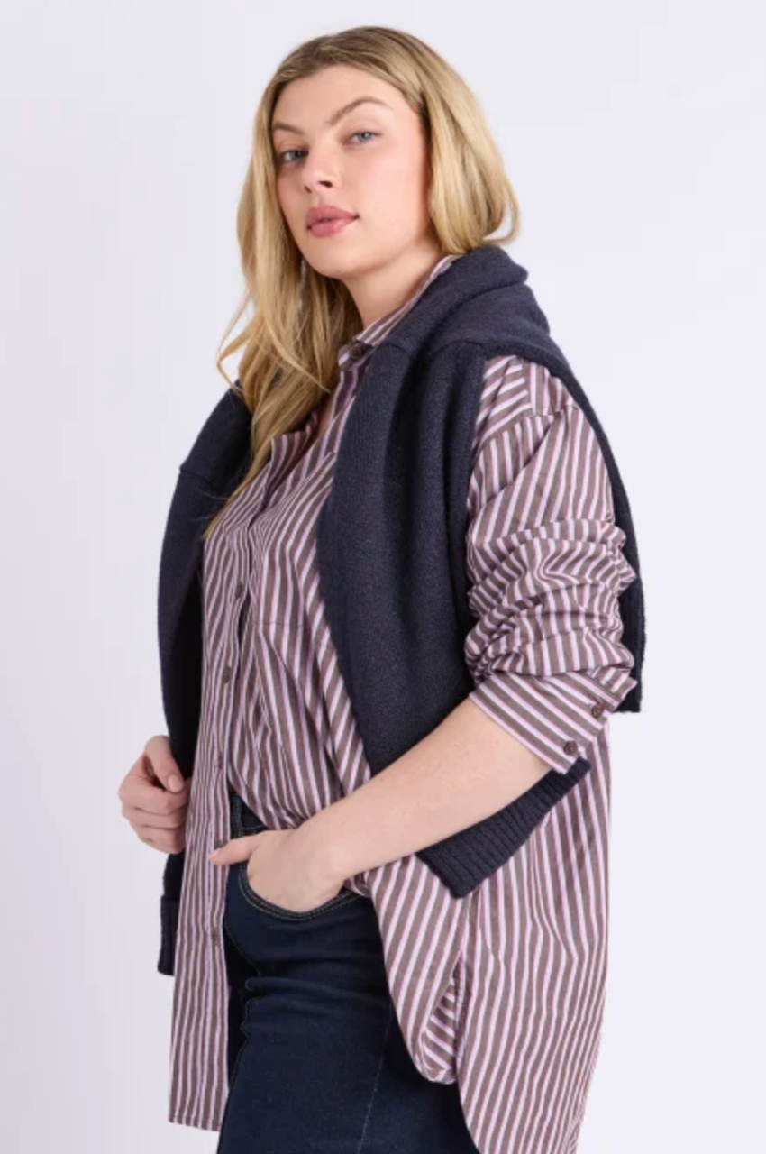 Frankie Striped Shirt - Chocolate