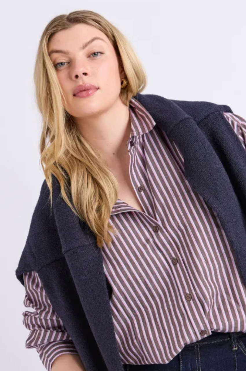 Frankie Striped Shirt - Chocolate