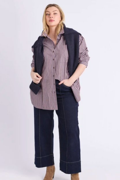 Frankie Striped Shirt - Chocolate