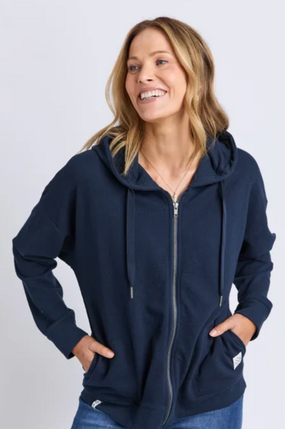 Beachy L/S Zip Hoodie - Navy