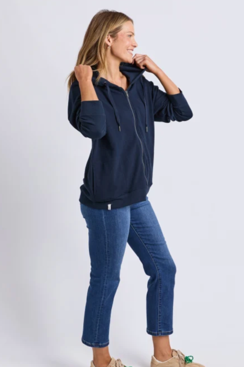Beachy L/S Zip Hoodie - Navy