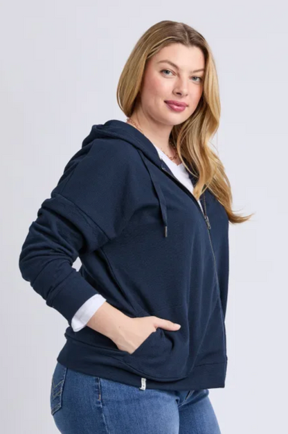 Beachy L/S Zip Hoodie - Navy
