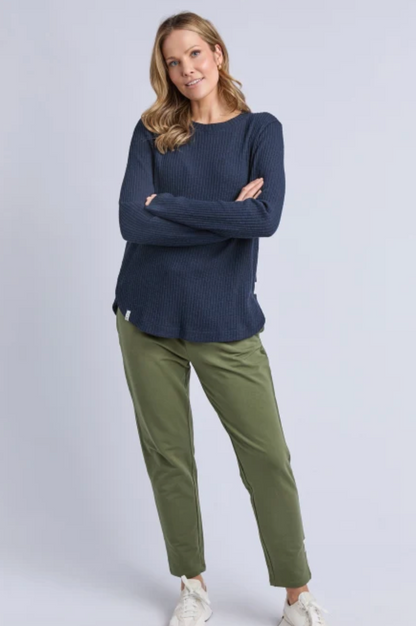 Veronica Rib L/S Tee - Navy