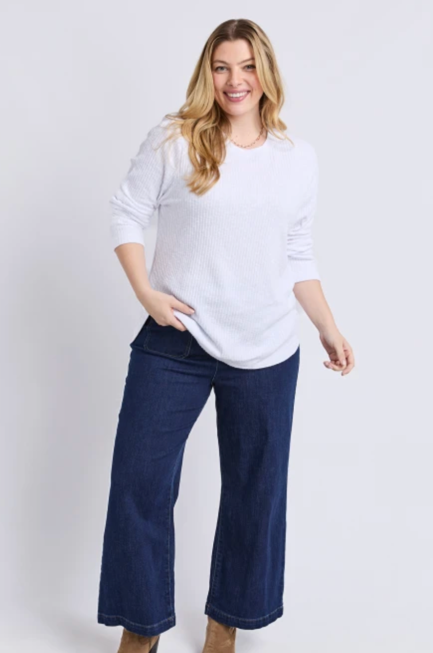 Veronica Rib L/S Tee - White