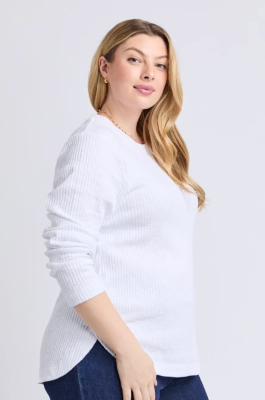 Veronica Rib L/S Tee - White