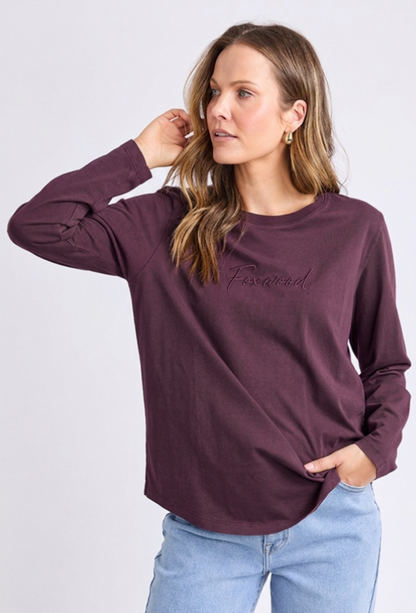 Foxwood Signature Long Sleeve Tee - Plum
