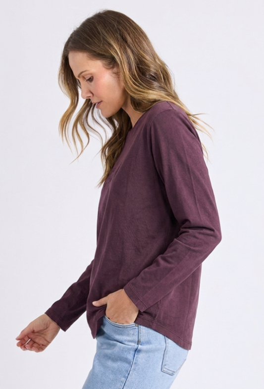 Foxwood Signature Long Sleeve Tee - Plum