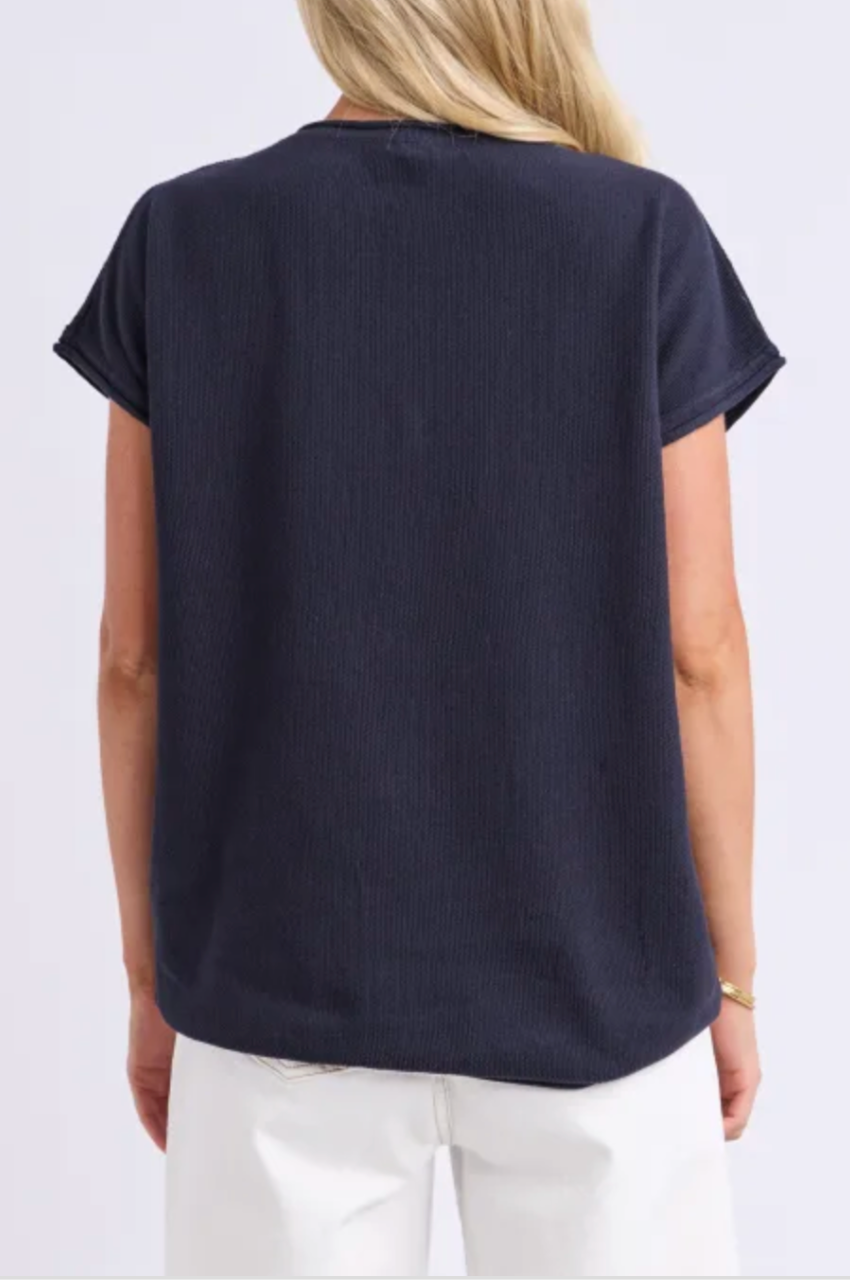 Elm Coral Dust Waffle Knit - Navy