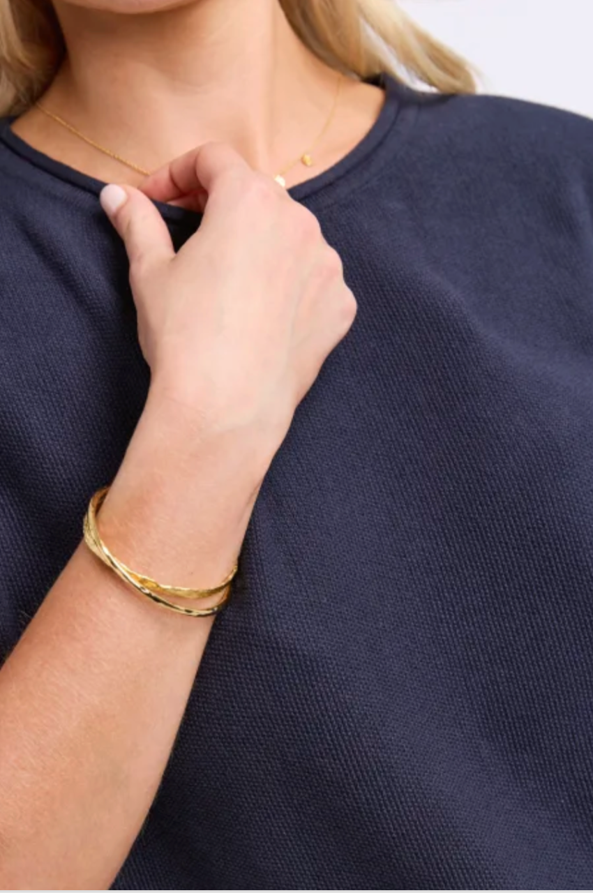 Elm Coral Dust Waffle Knit - Navy