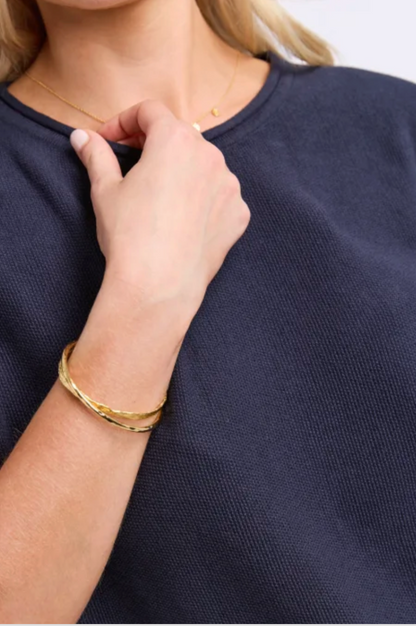 Elm Coral Dust Waffle Knit - Navy