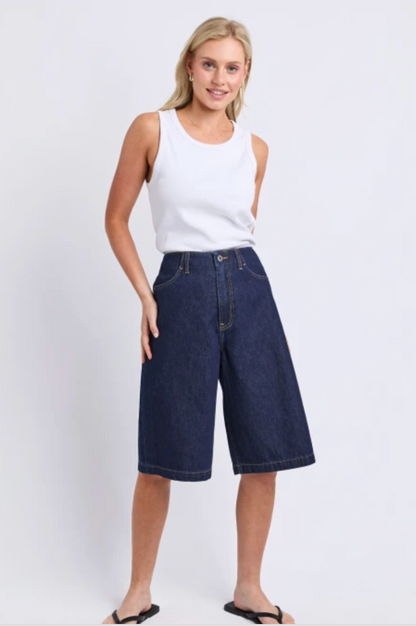 Elm Faith Denim Shorts - Dk Blue Wash