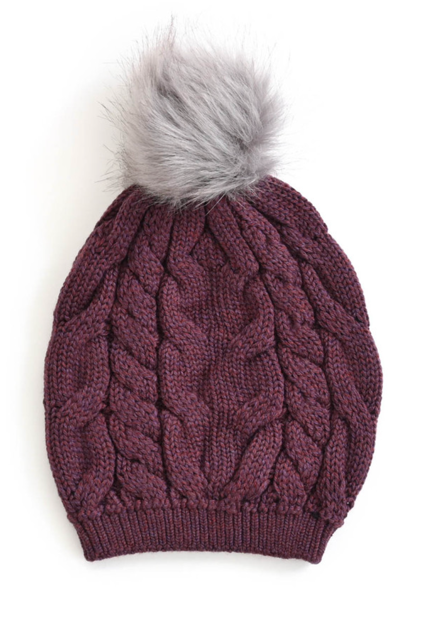 Valentina Cable Beanie/Pom Pom