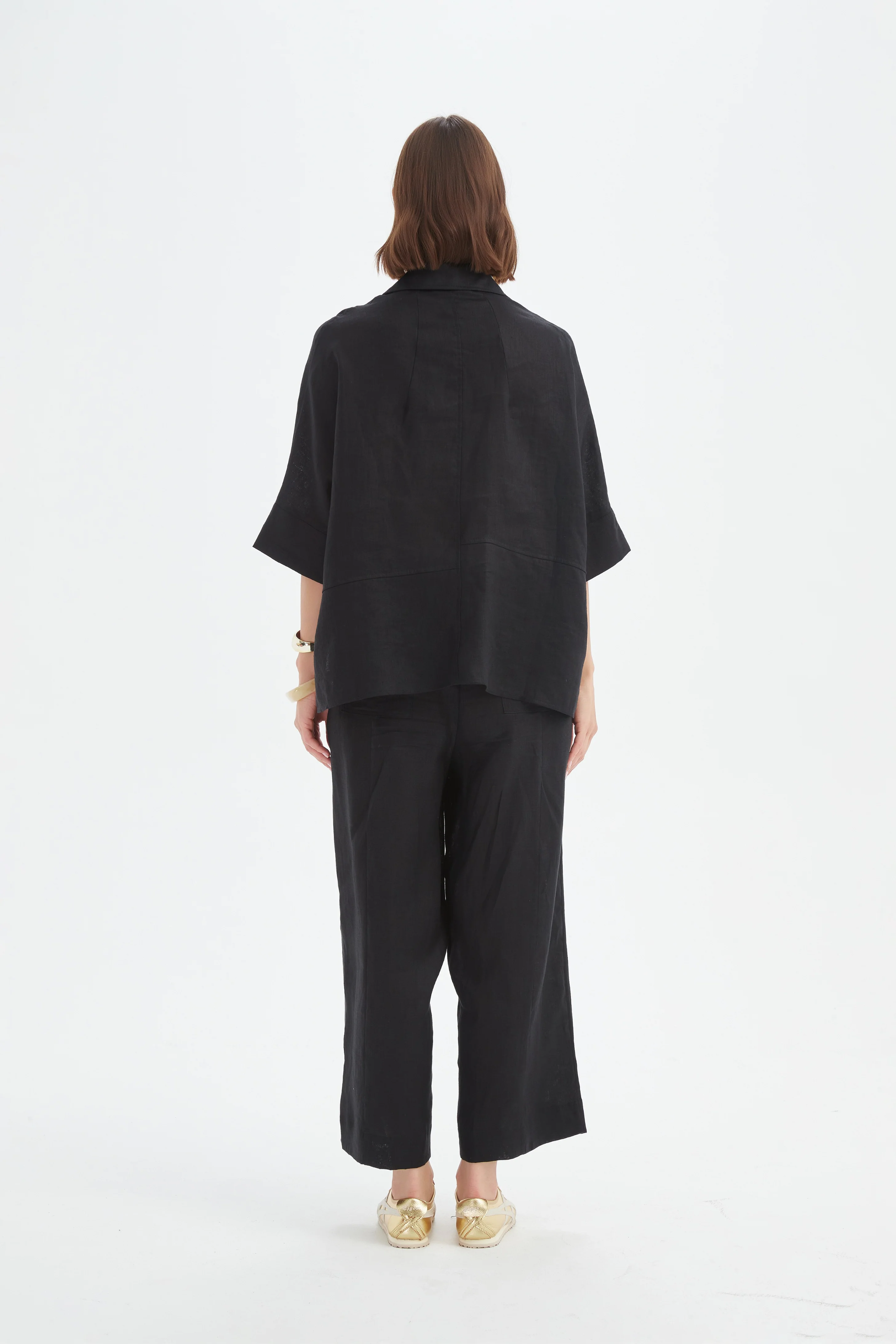 Seam Detail Boxy Shirt - Black