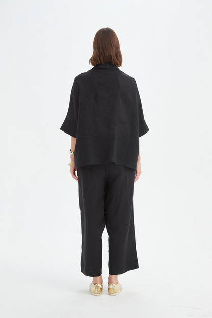 Seam Detail Boxy Shirt - Black