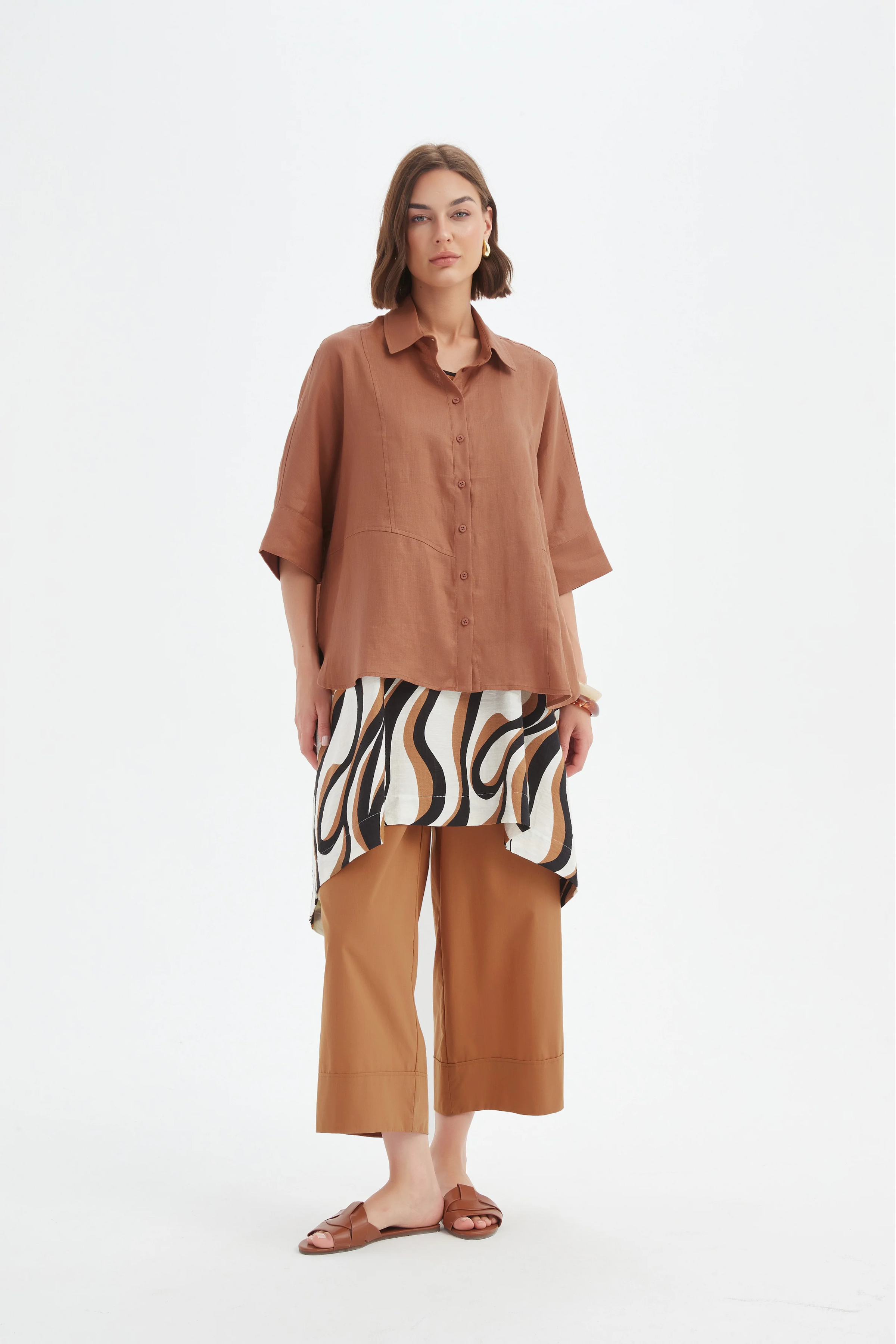 Seam Detail Boxy Shirt - Cedar