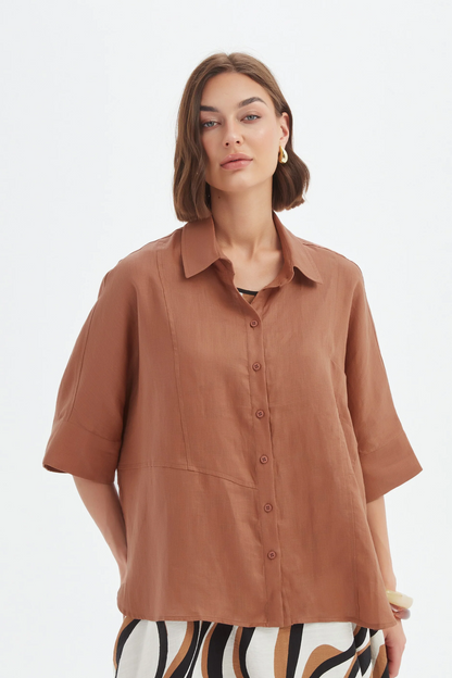Seam Detail Boxy Shirt - Cedar