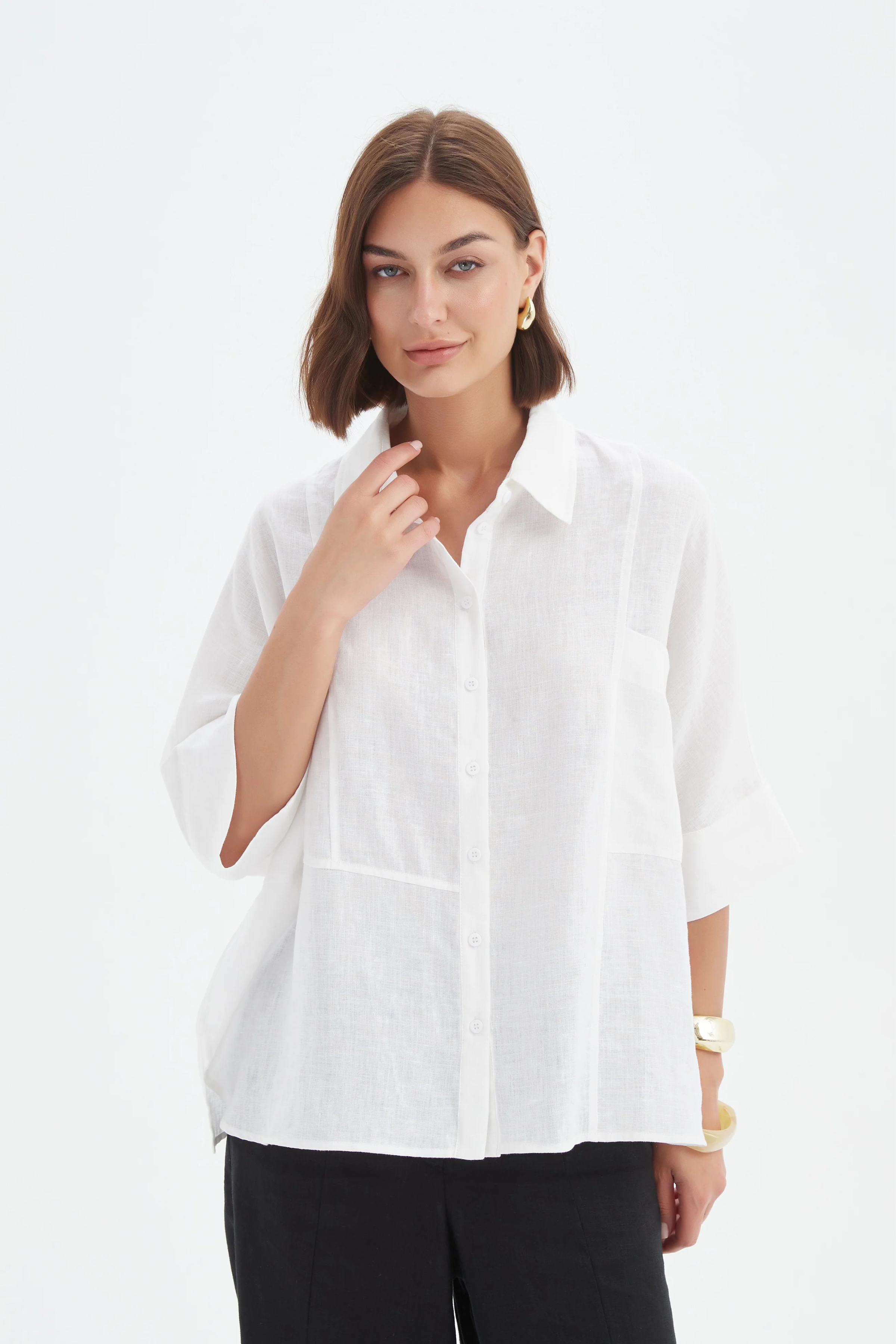 Seam Detail Boxy Shirt - White