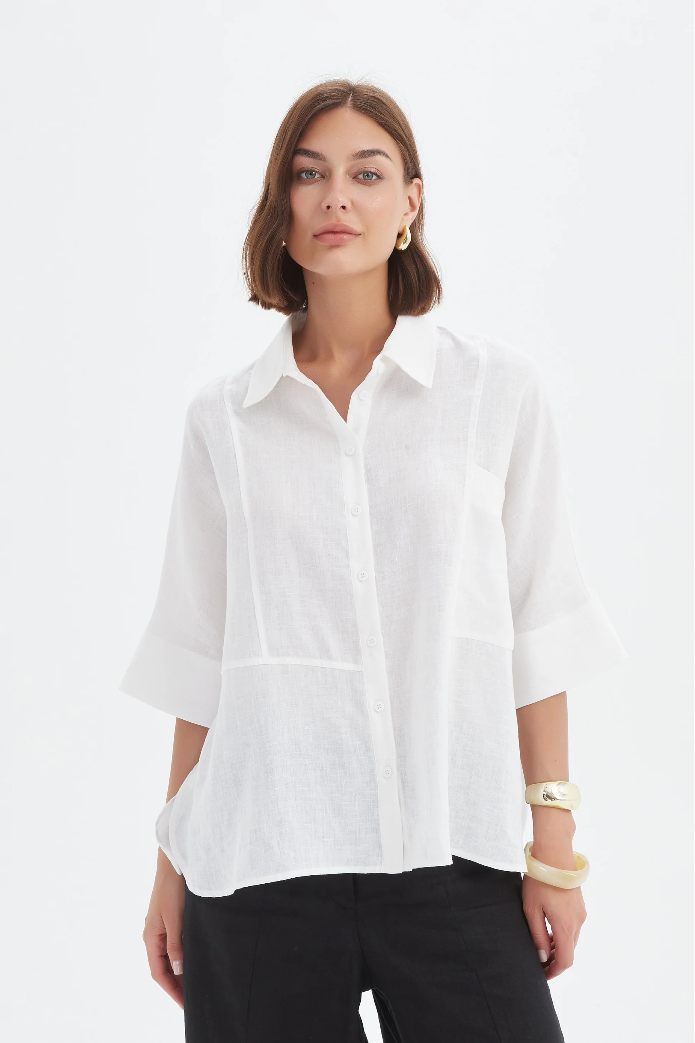 Seam Detail Boxy Shirt - White