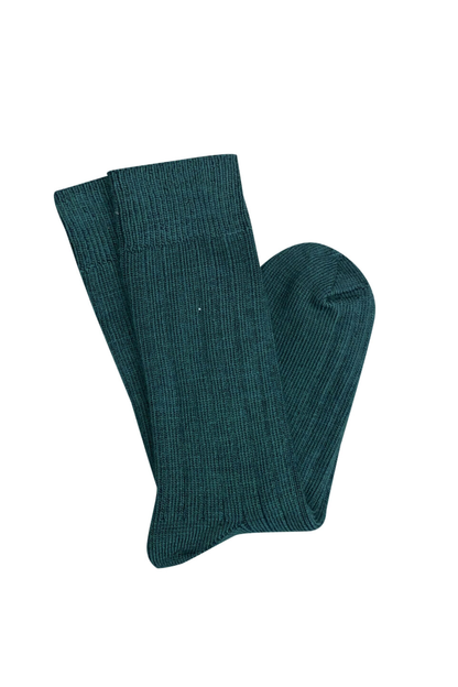 Short Rib Merino Wool Socks - Green