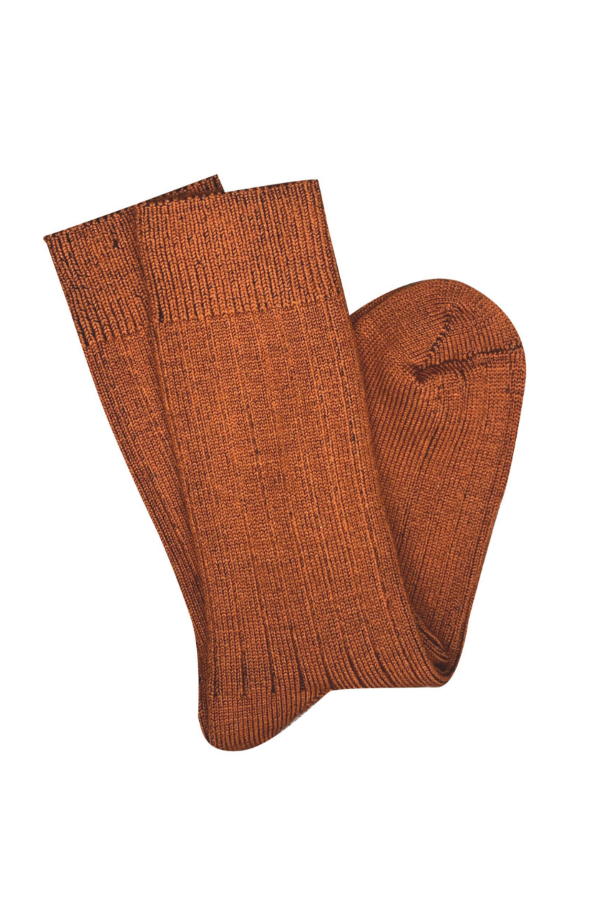 Short Rib Merino Wool Socks - Paprika