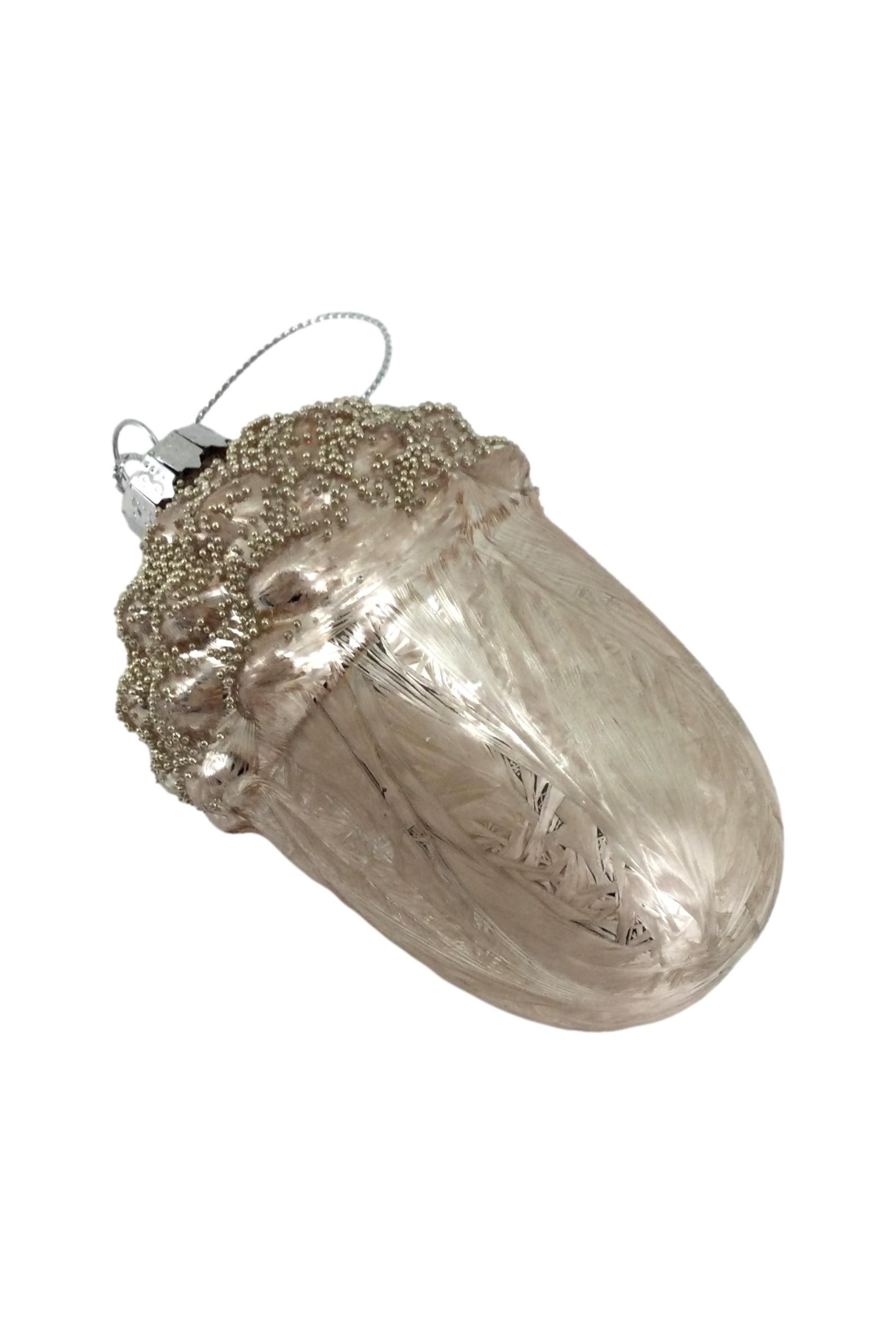 Silver Glass Acorn Decoration