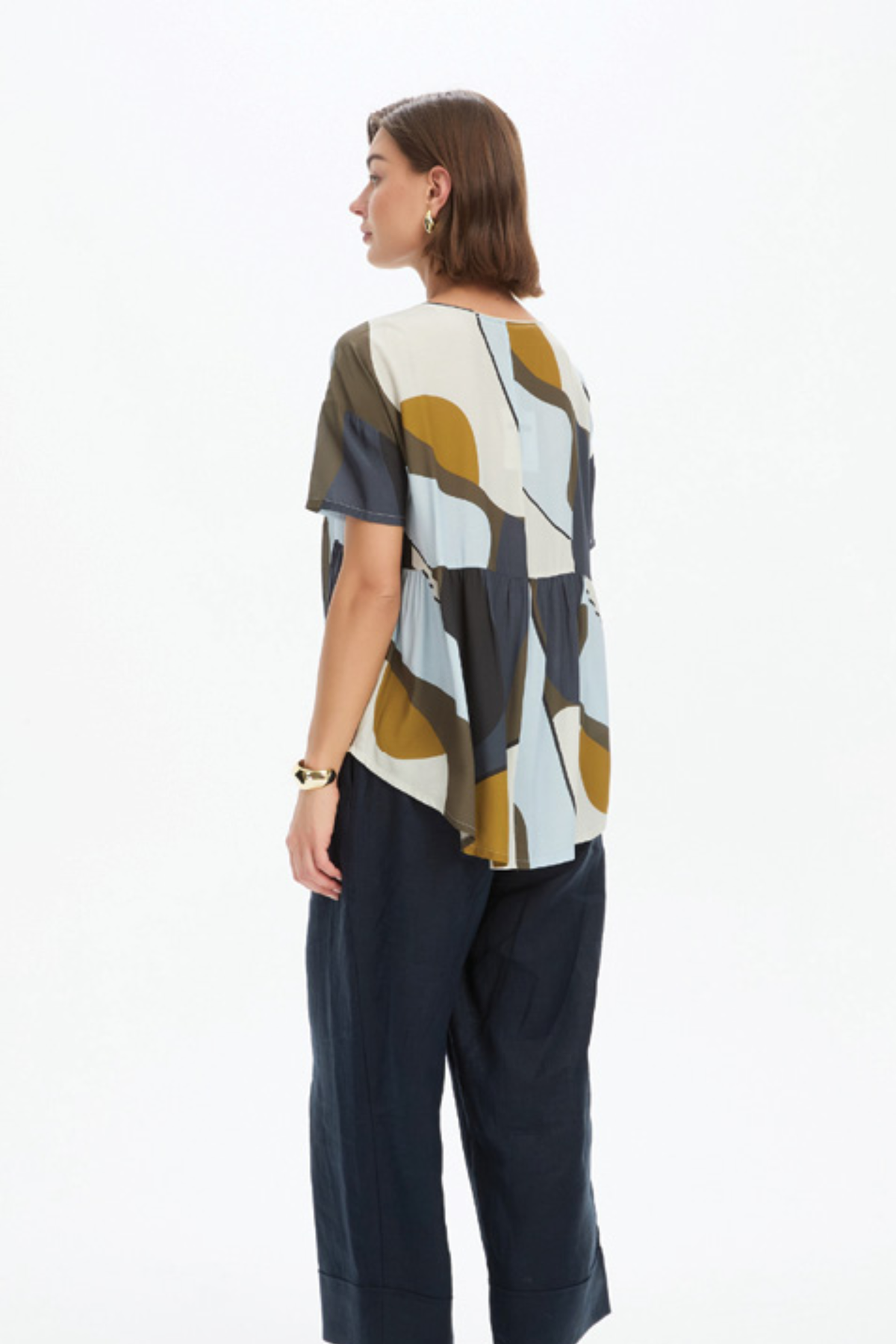 Simple Print Top - Abstract Navy