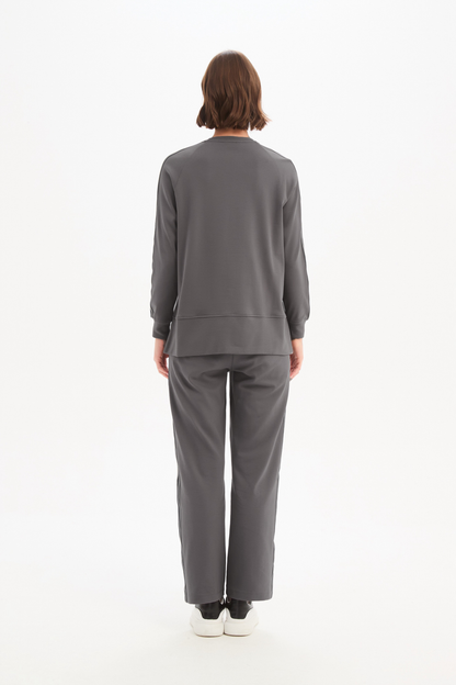 Stripe Sleeve Sweat - Graphite/Grey Stripe