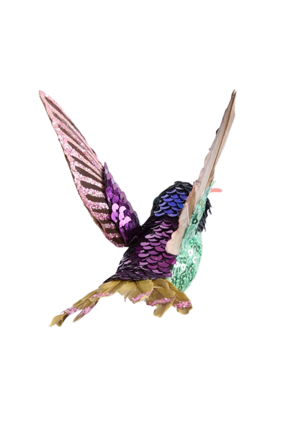 Teal Sequin Hummingbird Tree Decoration