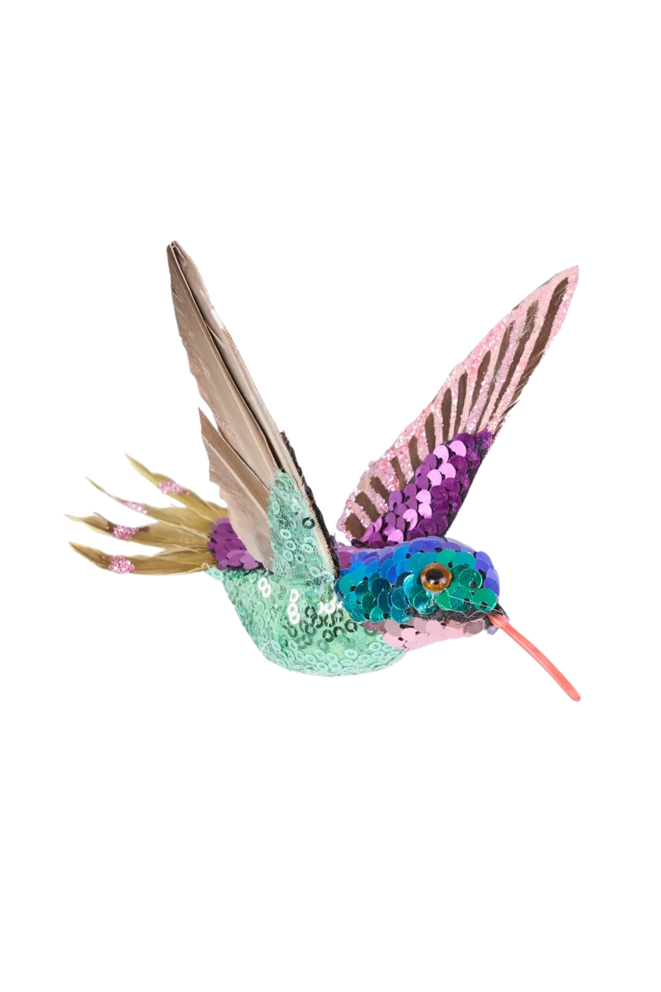 Teal Sequin Hummingbird Tree Decoration