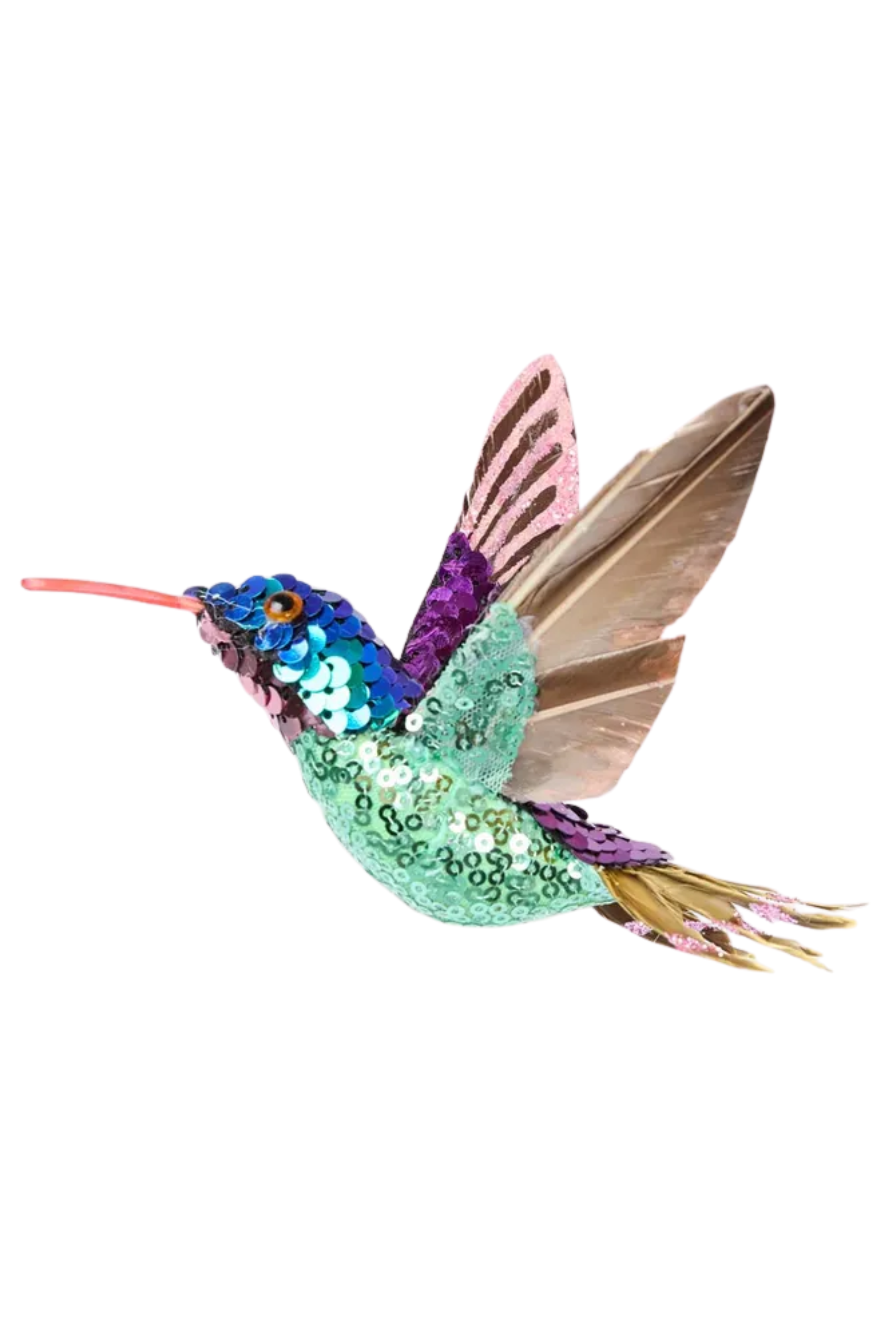 Teal Sequin Hummingbird Tree Decoration
