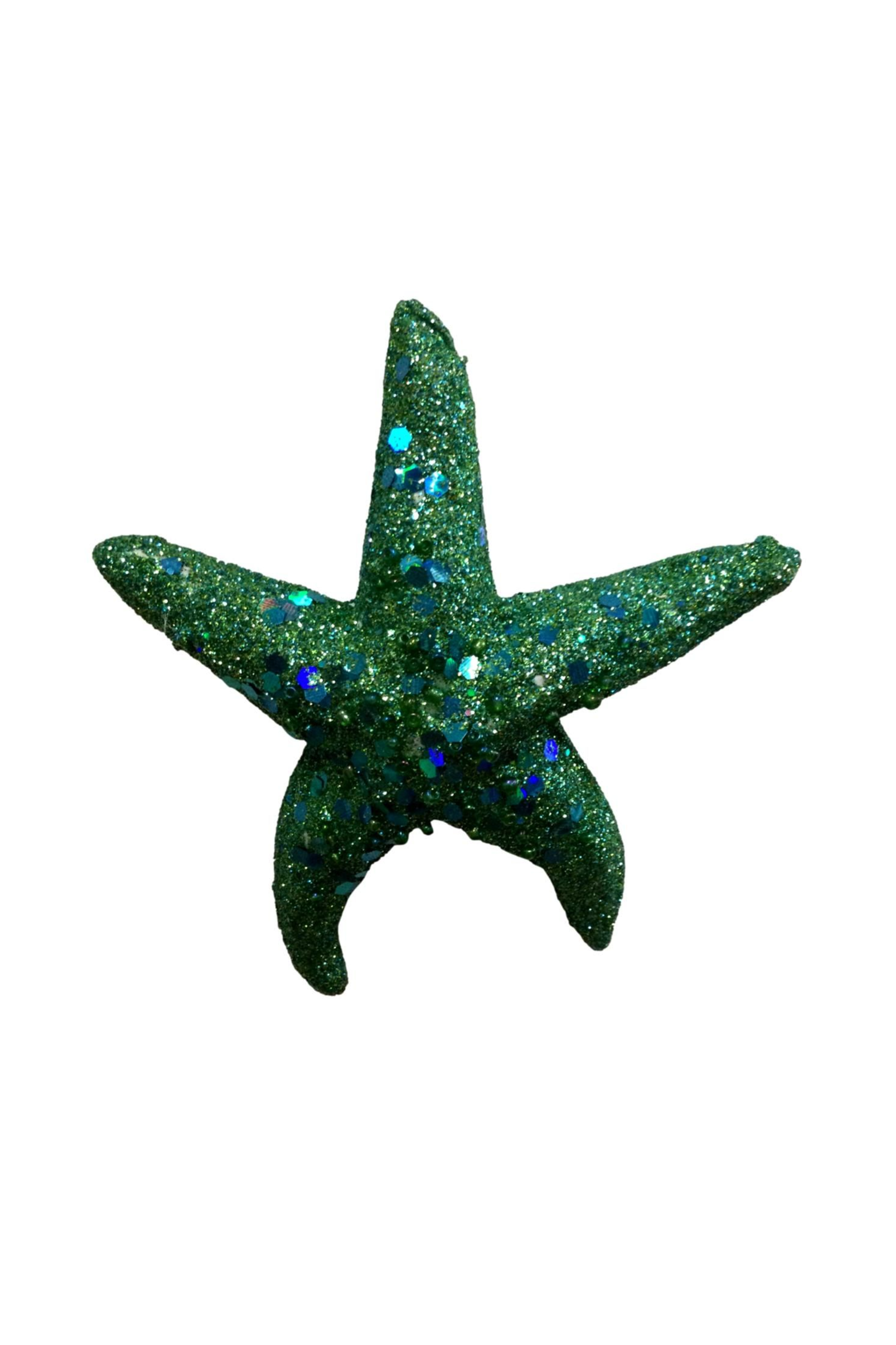 Teal Sparkling Starfish Hanging Decoration