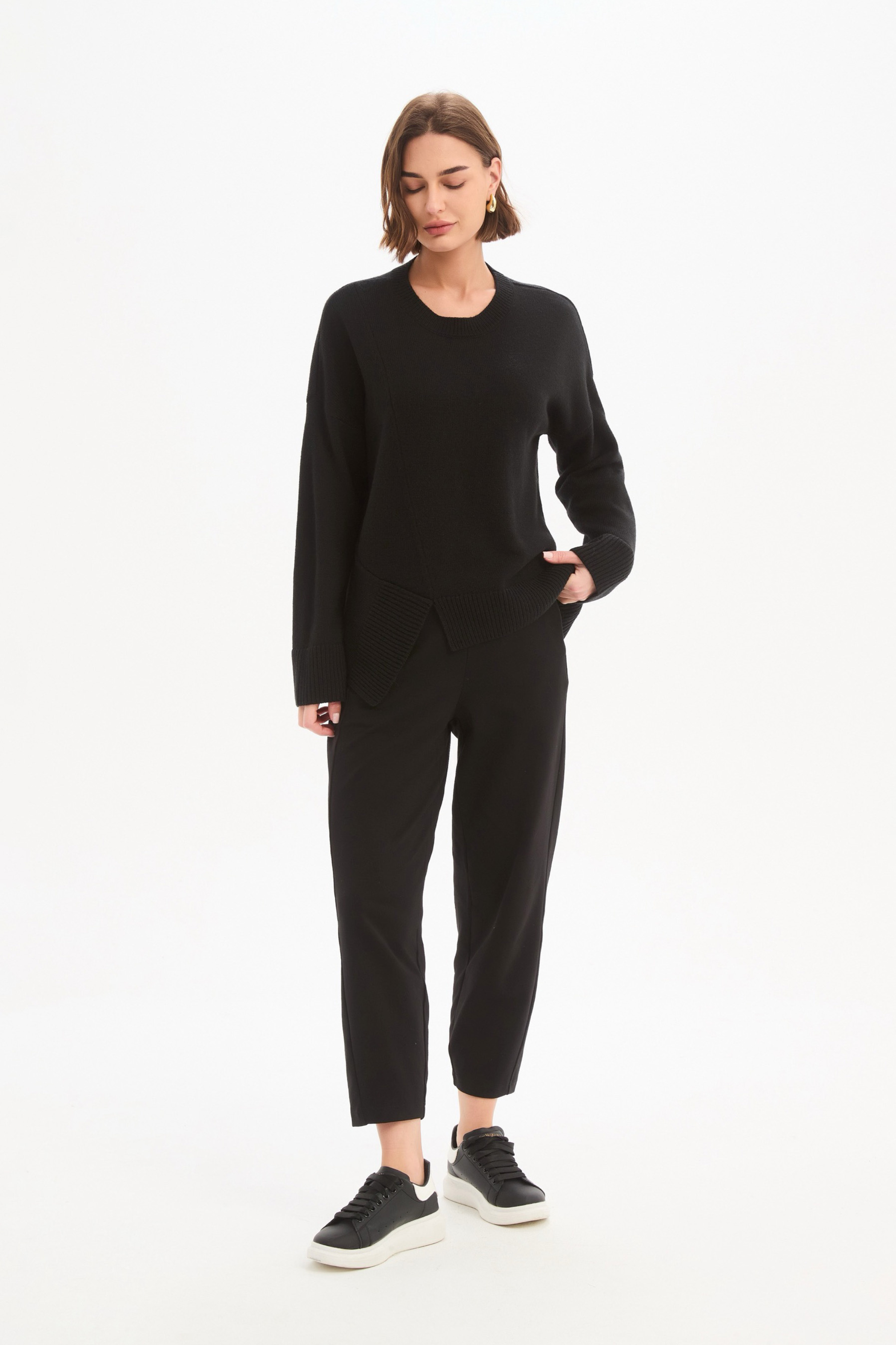 Textured Cuff Knit - Black