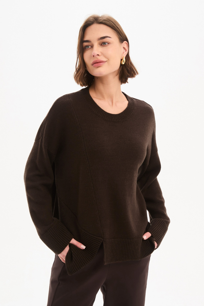 Textured Cuff Knit - Chocolate