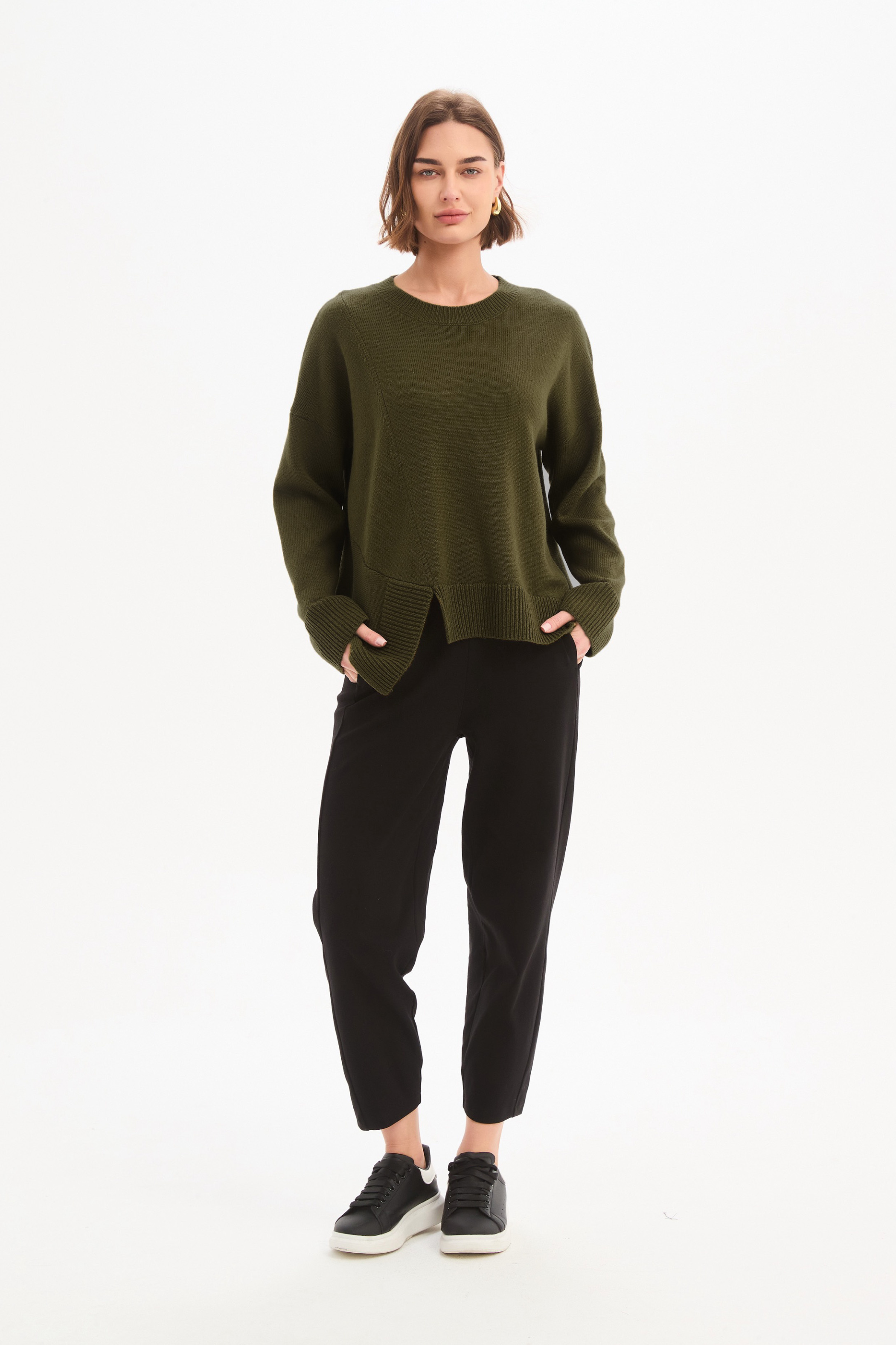 Textured Cuff Knit - Khaki