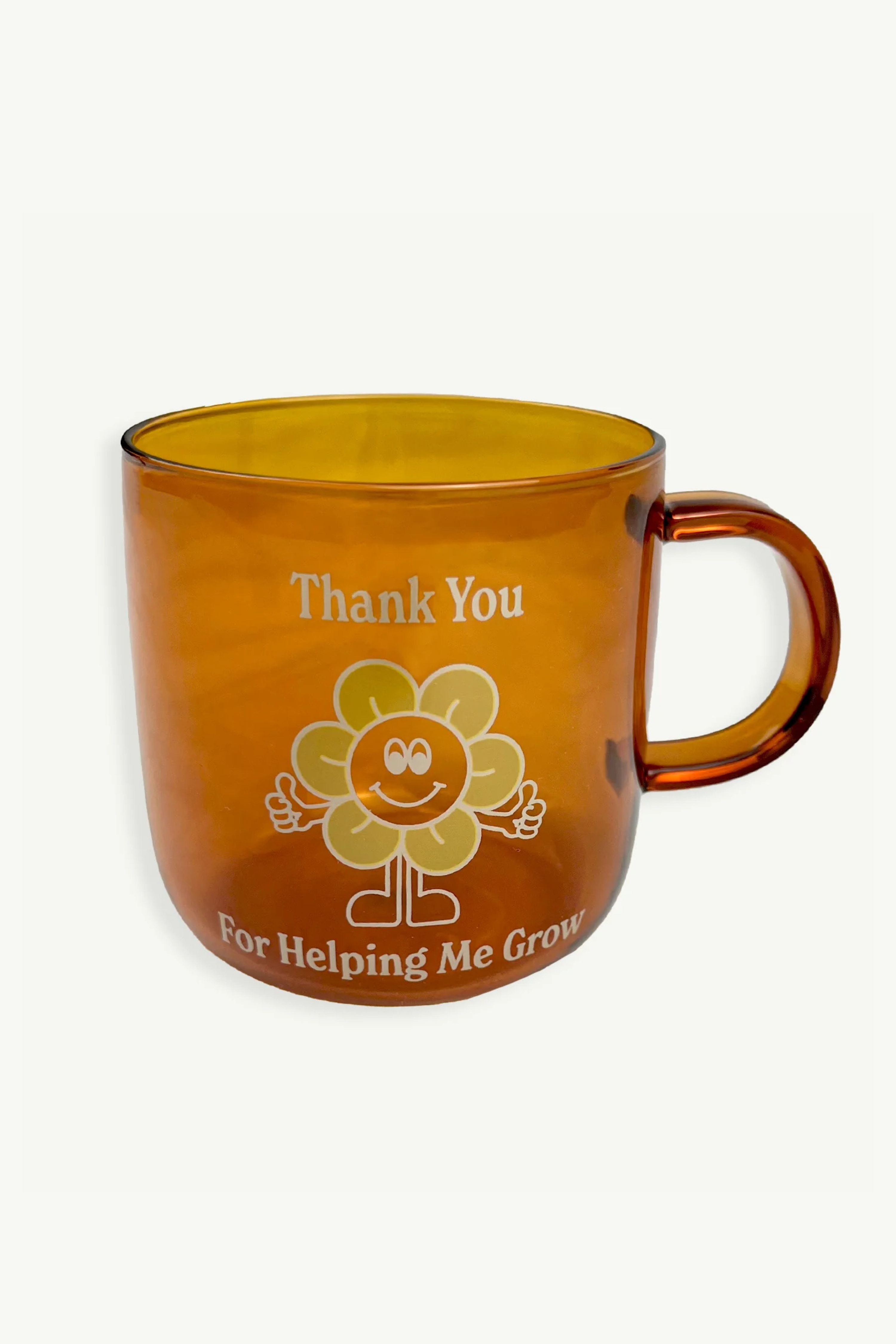 'Thank You For Helping Me Grow' Glass Mug - Amber