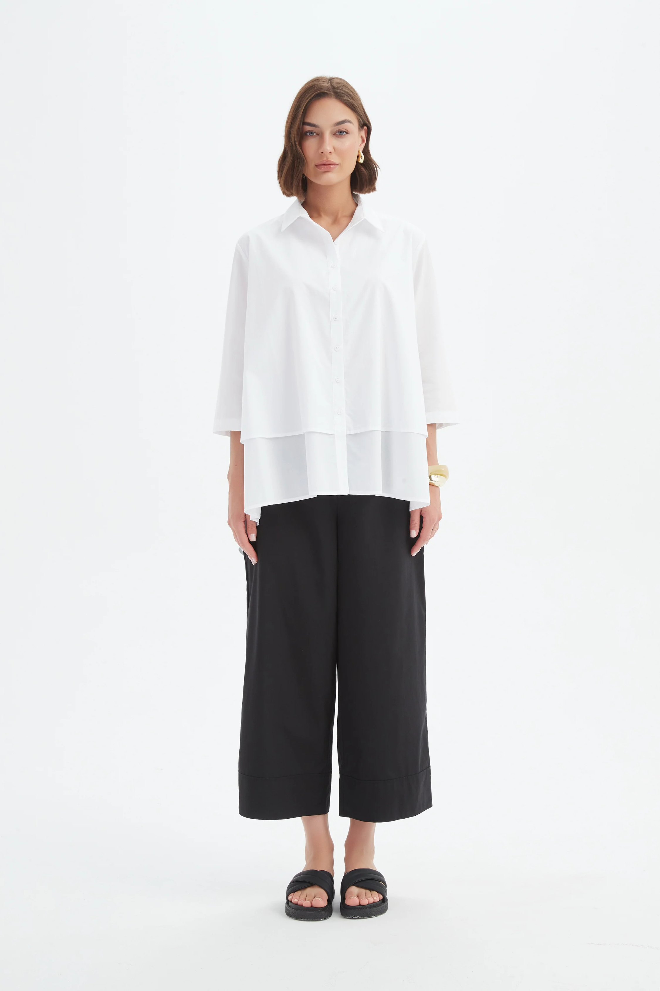 Tiered Front Shirt - White