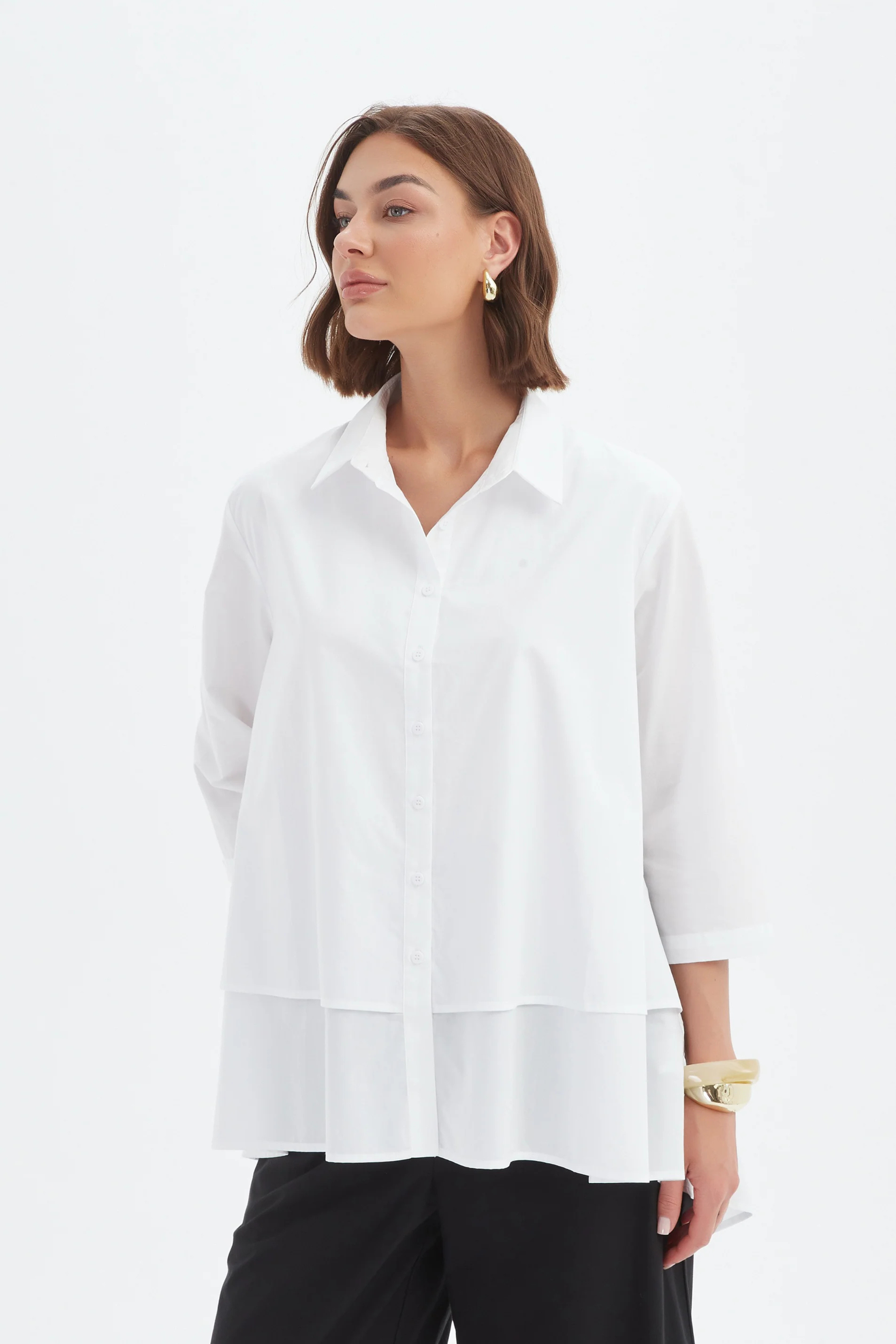 Tiered Front Shirt - White