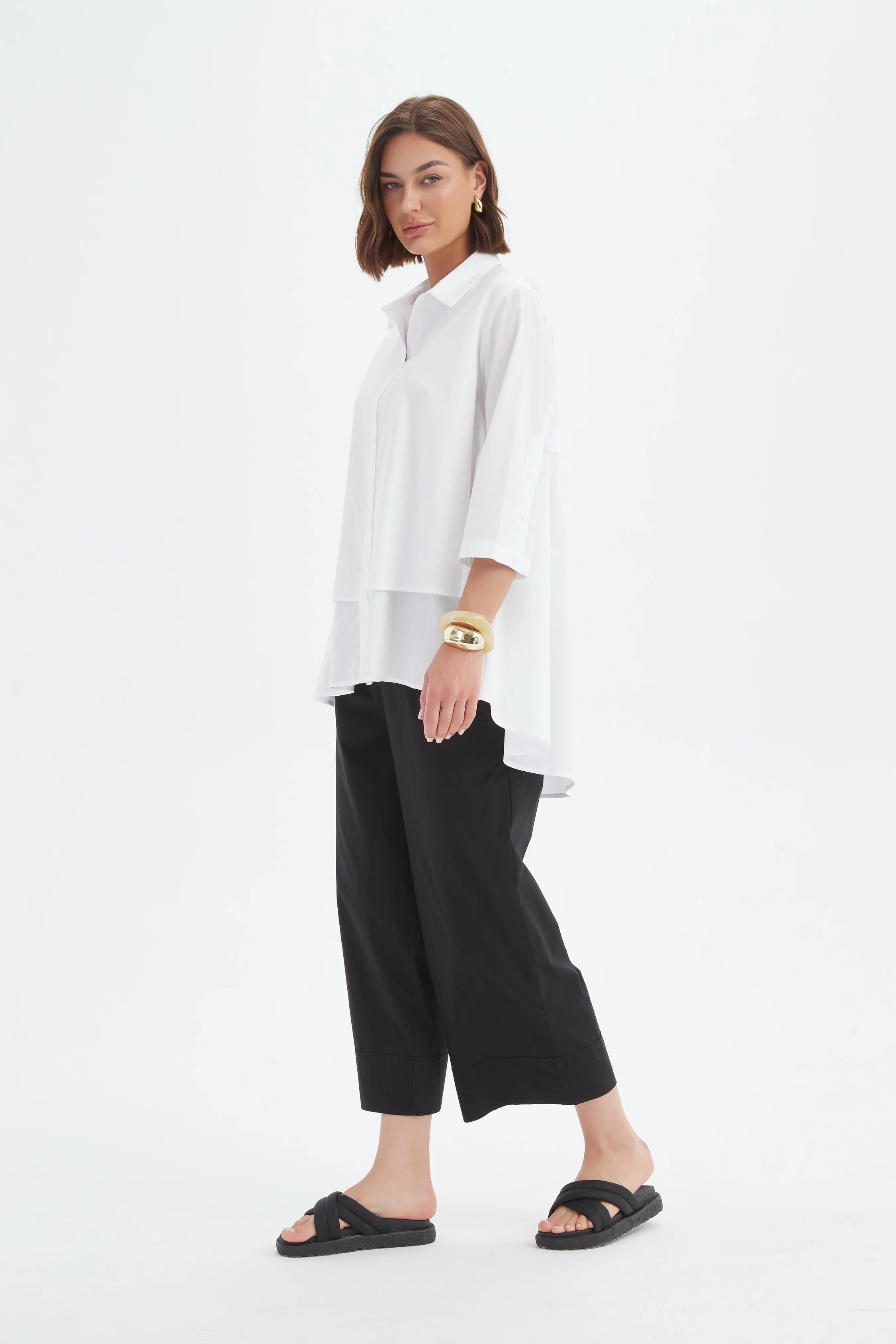 Tiered Front Shirt - White